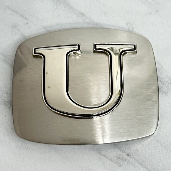 Letter U Initial Monogram Silver Tone Belt Buckle ✨ - Picture 1 of 14
